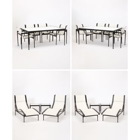 Group of Richard Schultz Painted White Metal Outdoor Furniture