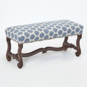 Louis XIII Style Upholstered Walnut Bench