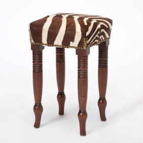 Continental Upholstered Mahogany Stool