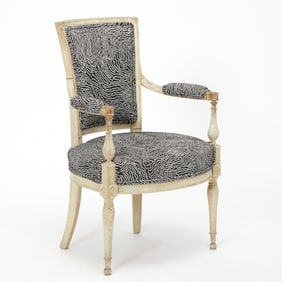 Gustavian Upholstered Painted Beechwood Armchair