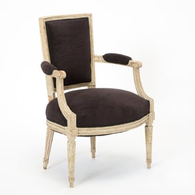 Louis XVI Upholstered Painted Fauteuil