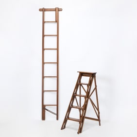 Two Wood Library Ladders