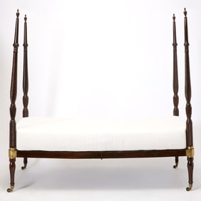 Regency Style Carved Mahogany Campaign Bed