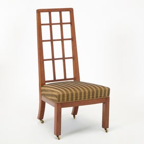 English Arts and Crafts Walnut Trellis Back Side Chair
