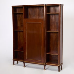 Louis XVI Style Mahogany Bookcase Cabinet