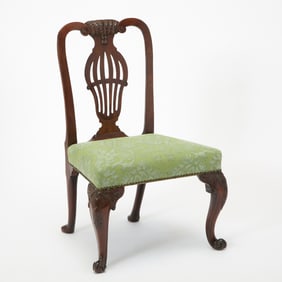 George II Carved Mahogany Upholstered Side Chair