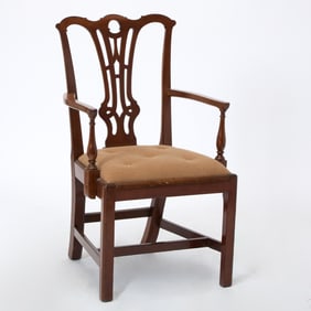 George III Upholstered Mahogany Armchair