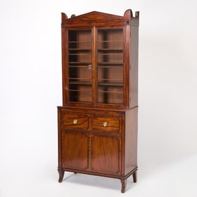 Regency Mahogany Secretaire Bookcase Cabinet