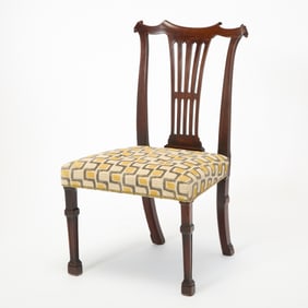 George III Upholstered Mahogany Side Chair