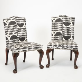 Pair of George III Upholstered Mahogany Side Chairs