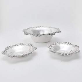 Three Graduated Tiffany & Co. Sterling Silver "Clover" Pattern Bowls