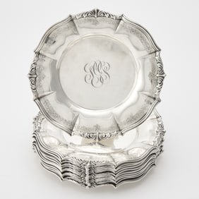 Set of Twelve American Sterling Silver Side Plates