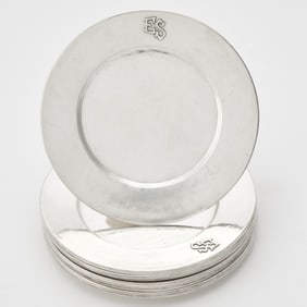 Set of Twelve American Sterling Silver Bread Plates