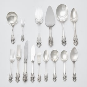 Extensive Wallace Sterling Silver "Grand Baroque" Pattern Flatware Service