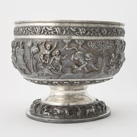 Anglo Indian Silver Punch Bowl