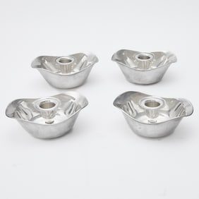 Set of Four Danish Sterling Silver Candleholders