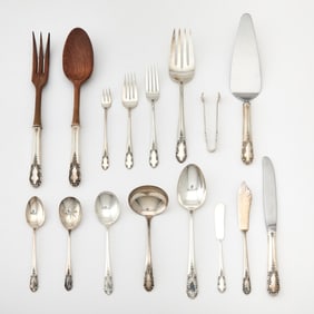 Rogers Sterling Silver "Bridal Veil" Pattern Flatware Service
