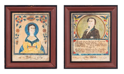 Watercolor, Pen and Ink Portraits of "Herr Brediger" and "Maria"