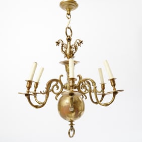 Brass Dutch Baroque Style 6-light Chandelier
