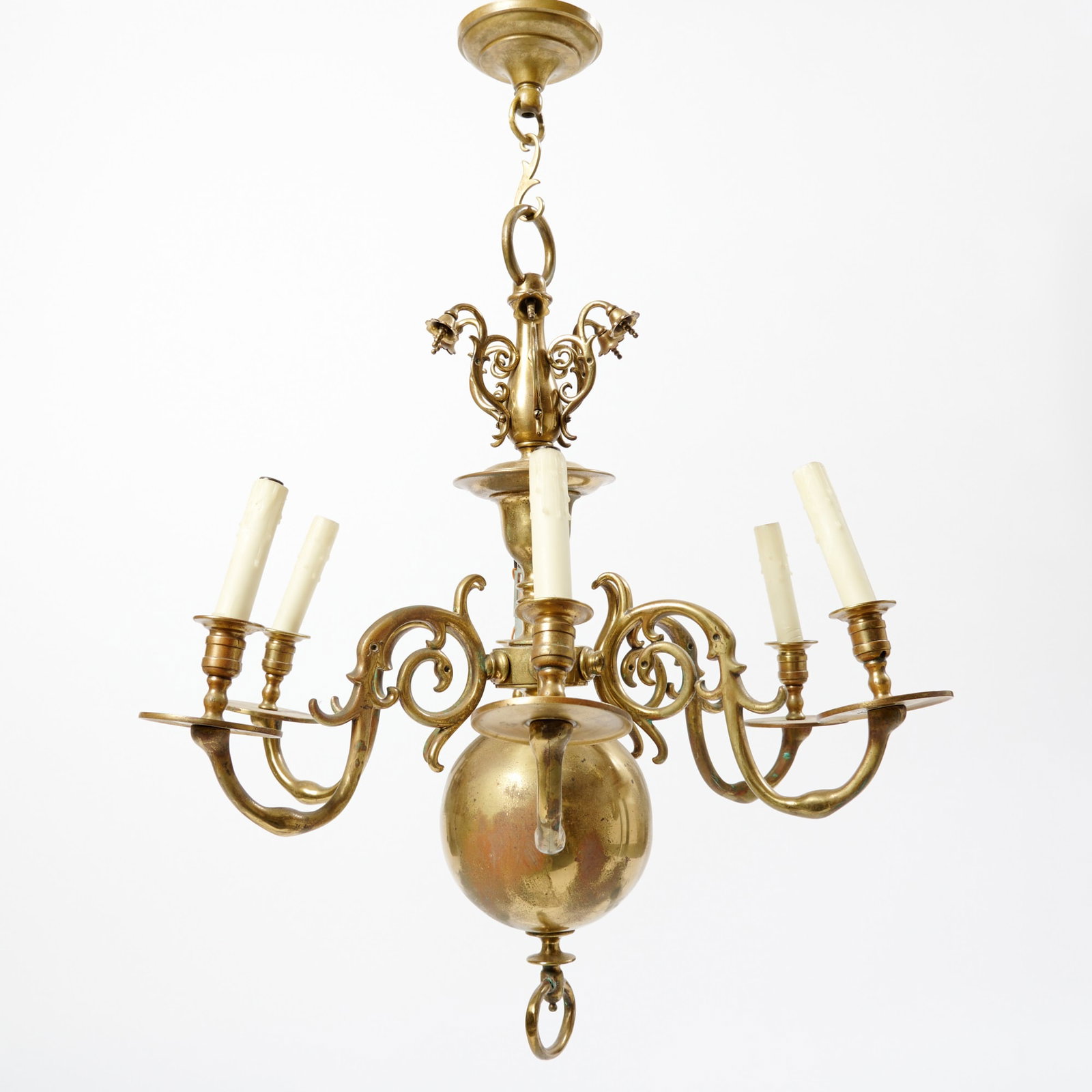 Brass Dutch Baroque Style 6-light Chandelier (1 of 3)