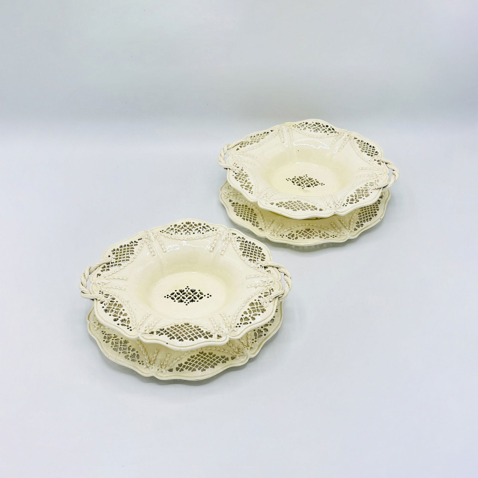 Pair of English Creamware Footed Compotes and Stands (1 of 6)