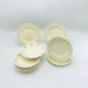 Eleven Pierced English Creamware Side Plates