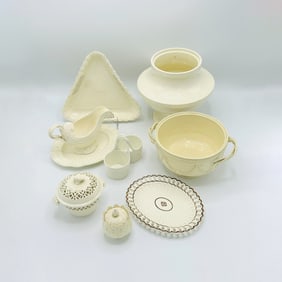 Nine English Creamware Table Articles
