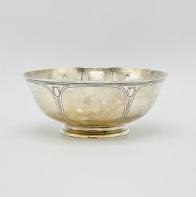 Arthur Stone Arts and Crafts Sterling Silver Footed Bowl