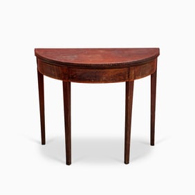 Federal Inlaid Mahogany Demilune Card Table