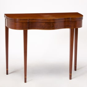 Federal Inlaid Mahogany Serpentine Card Table