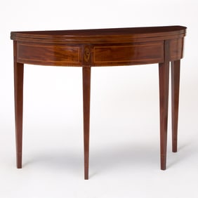 Federal Inlaid Mahogany Demilune Card Table
