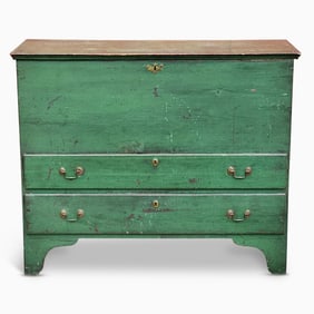 Green Painted Pine Chest Over Drawers