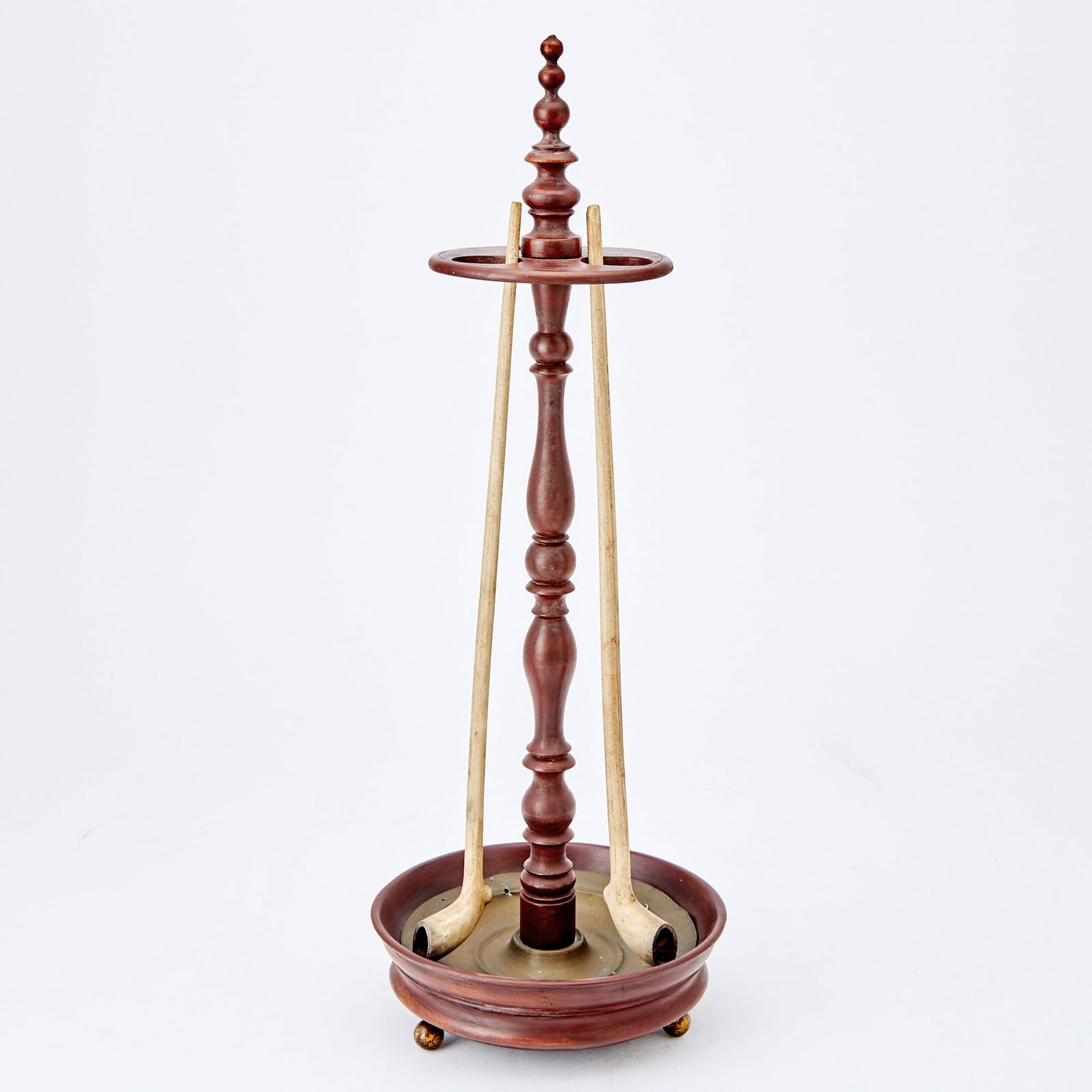 Red-Painted Turned Tabletop Pipe Holder (1 of 6)