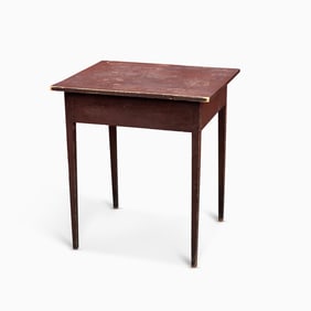 Dark Red Painted Pine and Maple Table
