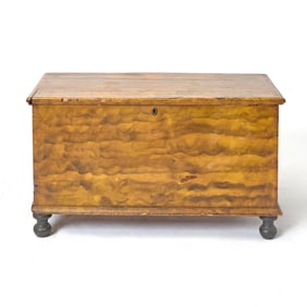 Yellow Paint and Smoke Decorated Blanket Chest Pennsylvania, early 19th century