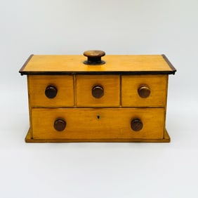 Yellow-painted Four-Drawer Case