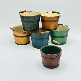 Six Painted Pine Pails
