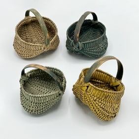 Group of Four Painted Splint Buttocks Baskets