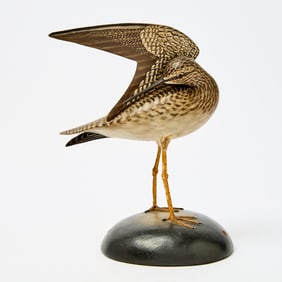 Carved and Painted Wood Figure of a Preening Yellowlegs