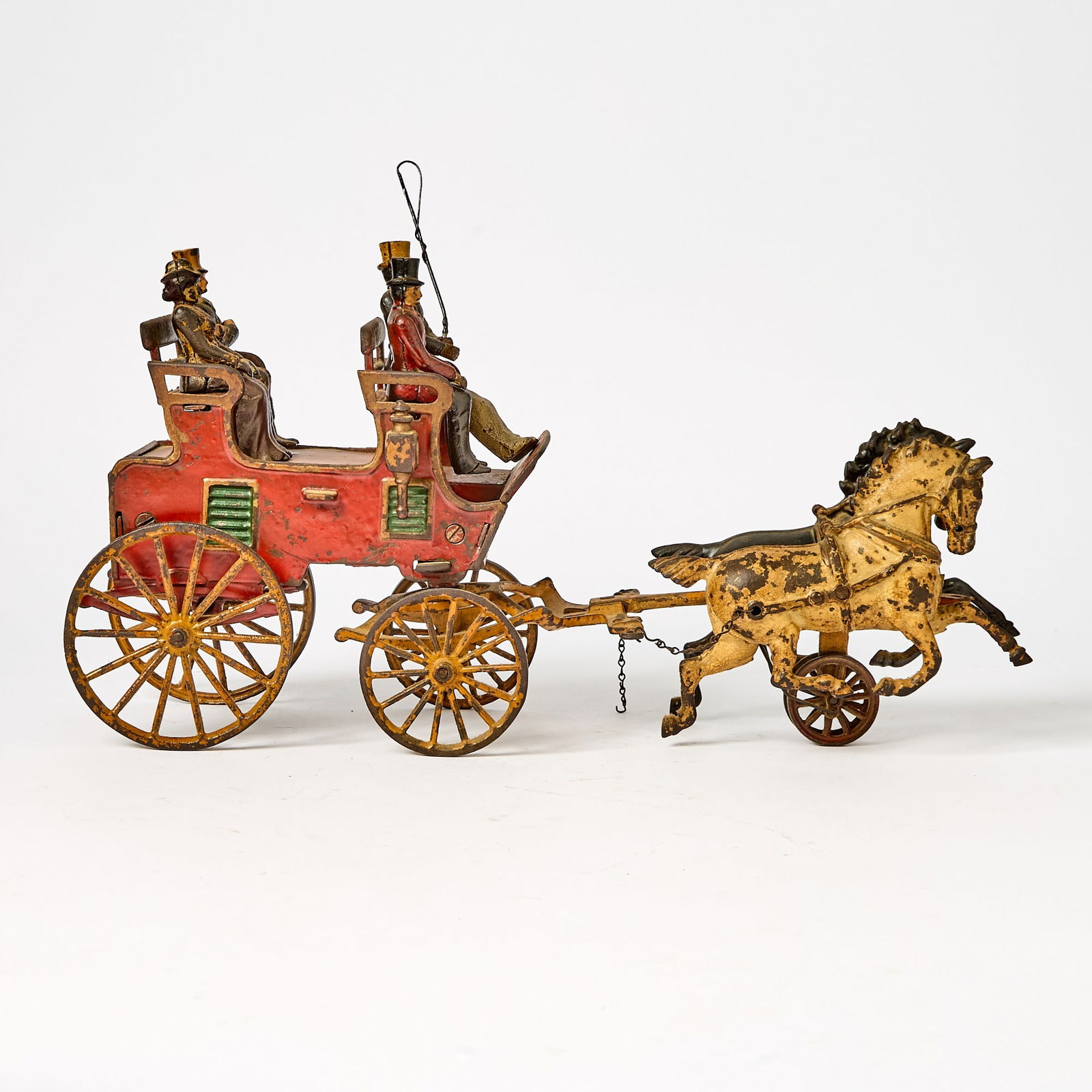 Hubley Painted Cast Iron Hackney Horse-drawn Two-seat Brake (1 of 5)