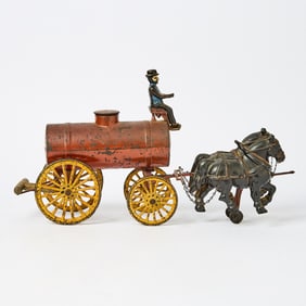 Painted Cast Iron Water Sprinkler Wagon Toy