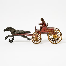 Painted Cast Iron Horse-drawn “CHIEF” Wagon Toy