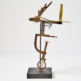 Cast Iron and Brass Reindeer / Stag Head Sewing Clamp