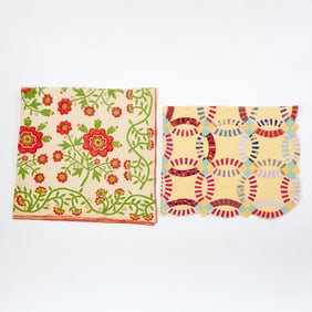 Pieced Cotton Rose Variant Pattern Quilt