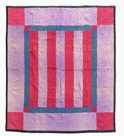 Amish “Floating Bars” Wool Quilt