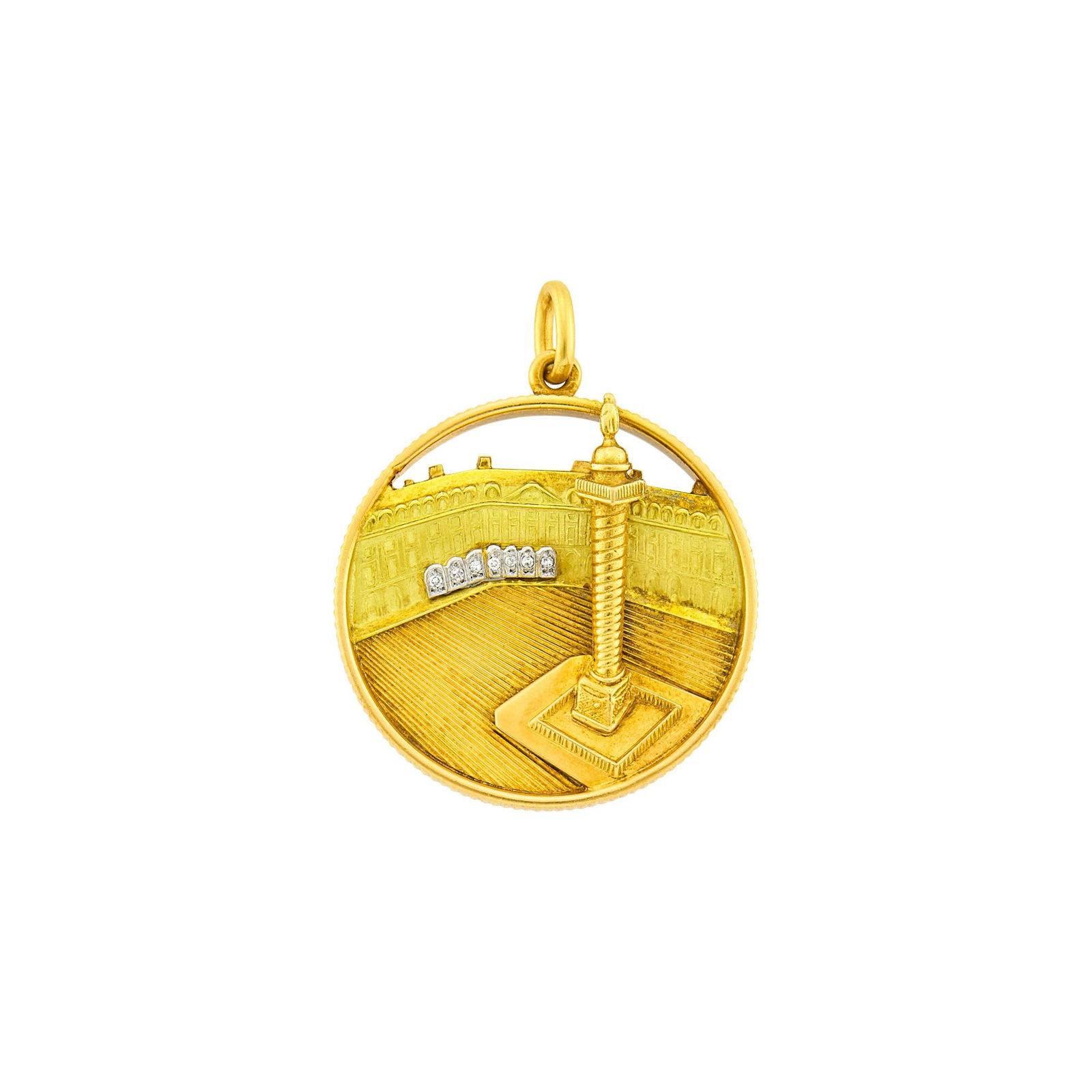 Van Cleef & Arpels Two-Color Gold, Platinum and Diamond 'Place Vendome' Charm, France