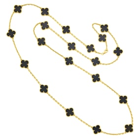 Van Cleef & Arpels Gold and Black Onyx 'Alhambra' Necklace, France