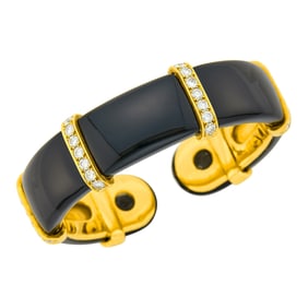 Tiffany & Co., Paloma Picasso Gold, Black Onyx and Diamond Bangle Bracelet, France