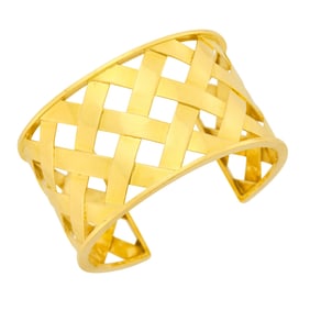 Verdura Gold 'Criss Cross' Cuff Bangle Bracelet