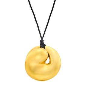 Tiffany & Co., Elsa Peretti Gold 'Eternal Circle' Pendant with Black Silk Cord